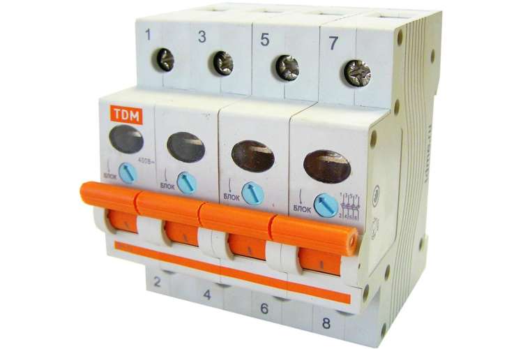 Выключатель нагрузки мини-рубильник TDM ВН-32 4P 50A SQ0211-0036