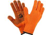 Трикотажные 2-слойные перчатки с ПВХ Фабрика перчаток 7.5 класс, 6 нитей, оранжевые 6-75-2С-ОР-(XL)
