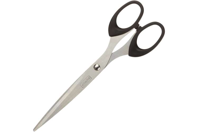 Остроконечные ножницы Attache 190 мм, с пластиковыми эллиптическими ручками, цвет черный 262862