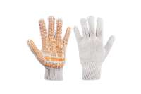Вязаные перчатки ЕРМАК ЛЮКС х/б с ПВХ напылением, 5 нитей, белые, 62г, 24см, подвес 638-007