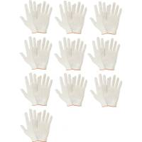 Трикотажные перчатки КОРДЛЕНД хлопок, 5-ти нитка, белые, 10 пар, 10-й класс, M, 39-41 гр, без покрытия PER-00031.10