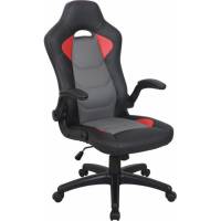 Компьютерное кресло BRABIX Skill GM-005, откидные подлокотники, экокожа, черное/красное 532496