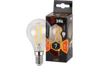 Светодиодная лампа ЭРА F-LED P45-7W-827-E14 филамент, шар, теплый Б0027946