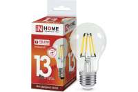 Светодиодная лампа IN HOME LED-A60-deco 13Вт 230В Е27 6500К 1170Лм прозрачная 4690612035628