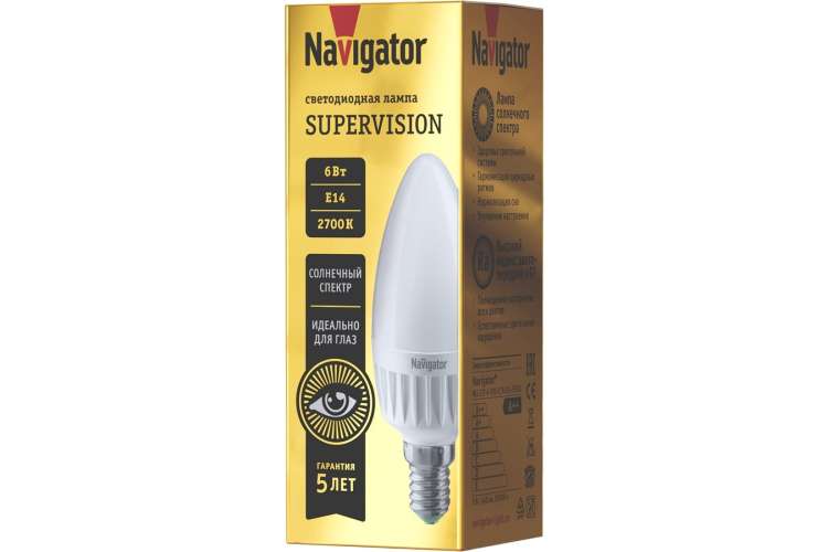Лампа Navigator NLL-C37-6-230-2.7K-E14-FR-SV 80545