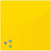 Магнитно-маркерная стеклянная доска, желтая, 45х45 см, 3 магнита, BRAUBERG 236739