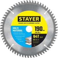 Пильный диск по алюминию STAYER Multi Material супер чистый рез, 190x30/20 мм, 64Т 3685-190-30-64