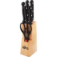 Набор ножей Lara 7 предметов: деревянная подставка + 5 ножей + ножницы LR05-53