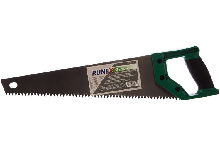 Ножовка по сырой древесине Runex Green 400мм прямой крупный зуб 577441