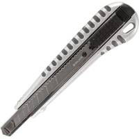 Универсальный нож BRAUBERG Metallic 9 мм, металлический корпус, рифленый, автофиксатор, блистер 236971