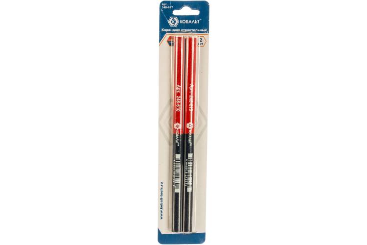 Строительный карандаш 2-х цветный, красный/синий 180 мм 2 шт. блистер КОБАЛЬТ 248-627