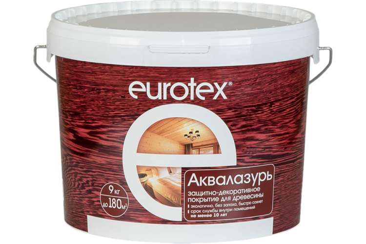 Защитно-декоративное покрытие для древесины Eurotex Аквалазурь бесцветный 9 кг 22082