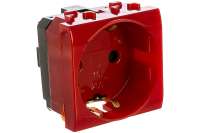 Двухмодульная электрическая розетка с заземлением и шторками, красная, DKC 76482R