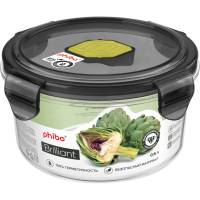 Герметичный контейнер для продуктов с клапаном Phibo Brilliant круглый, 0.6 л, черный 431179613