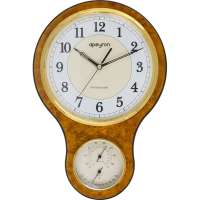 Настенные часы Apeyron термометр, гигрометр, светлое дерево массив гевеи, размер 40.5x27 см, бесшумные WD2207-904-2