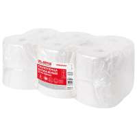 Рулонные бумажные полотенца ЛАЙМА H1 PREMIUM 150 м, 2 слоя, белые, комплект 6 рулонов 112505
