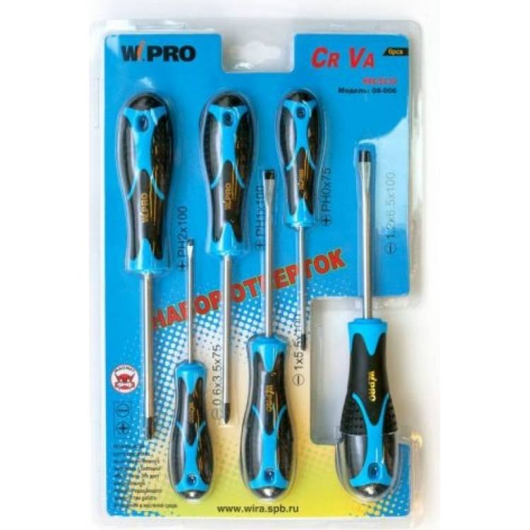 Набор отверток WIPRO CR-V, ручка Micro-Fani, 6 шт 08-006
