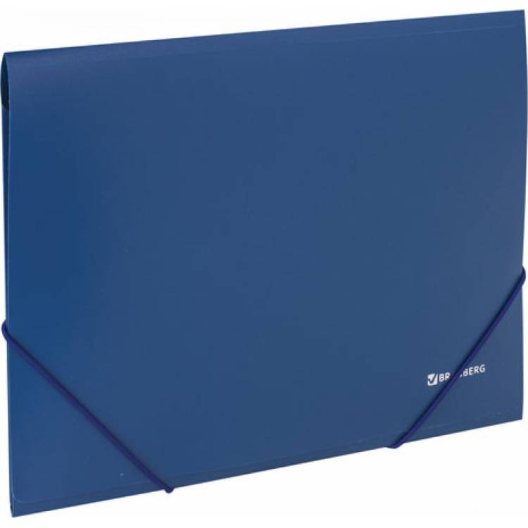 Папка BRAUBERG Стандарт на резинках, синяя, до 300 листов, 0.5мм 221623