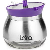 Сахарница с дозатором Lara фиолетовый, 300мл, ложечка в подарок, стекло, сталь LR08-34 Violet