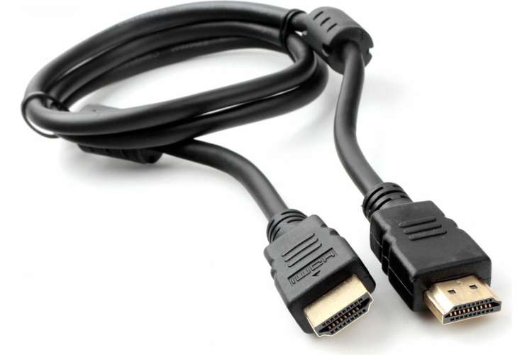 Кабель HDMI Cablexpert 1м v2.0 19M/19M черный позолоченные разъемы экран 2 ферритовых кольца пакет CCF2-HDMI4-1M