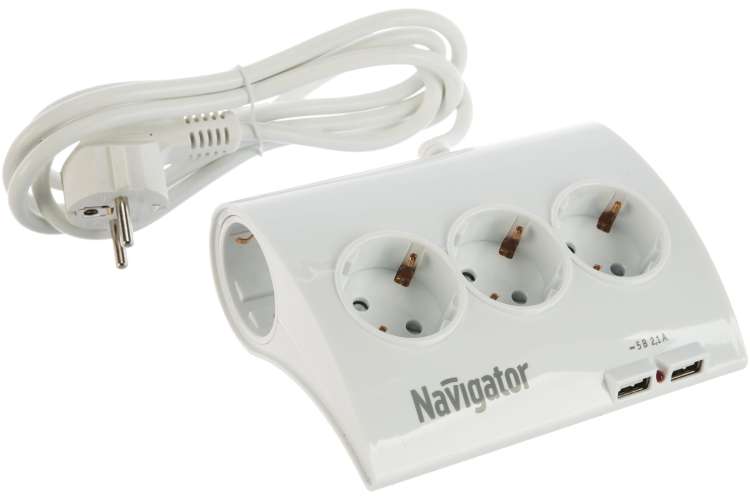 Удлинитель Navigator, NPE-USB-05-180-ESC-3X1.0 71544