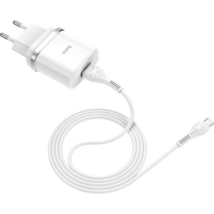 Зарядное устройство Hoco c12Q Smart QC3.0, кабель Micro USB, один порт USB, 5V, 3.0A, белый 820385