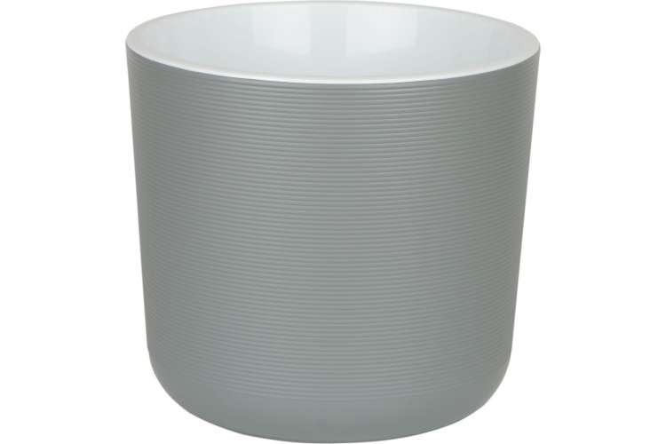 Пластиковый горшок с вкладкой liveingreen Лион серый муссон, диам. 21 см, высота 19.5 см, 5.6 л ЛИ21-70