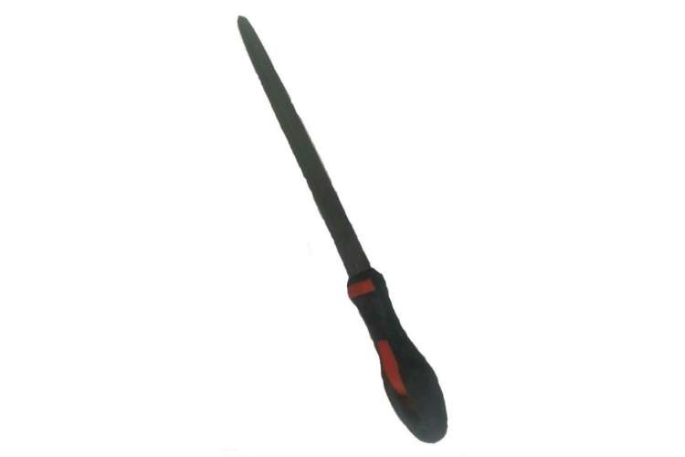 Треугольный зауженный напильник с ручкой PVC (250 мм, насечка №1 грубая) BAUM 3751250