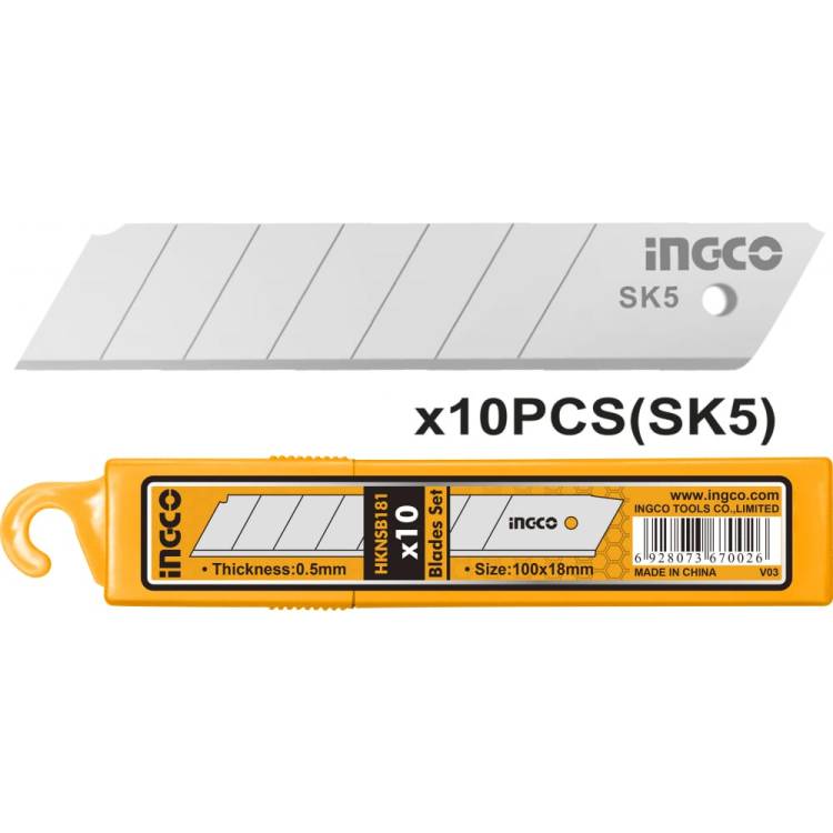 Лезвия для ножа (10 шт; 18х100 мм) INGCO HKNSB181