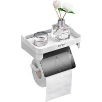Держатель для туалетной бумаги URM настенный, с пластиковой полкой, 18x13x11 см, серый  D01226
