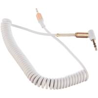 Кабель аудио Cablexpert, 90 градусов, спиральный, 3.5 джек /3.5 джек, белый, 1.8 м, CCAB-02-35MMLC-1.8MW