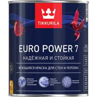 Моющаяся краска для стен и потолков TIKKURILA euro power-7 база с 0,9 л 18923