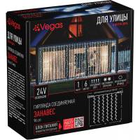 Электрогирлянда-конструктор VEGAS Занавес 96 холодных LED ламп, 6 нитей прозрачный провод 55019