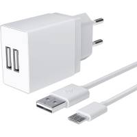 Универсальное сетевое зарядное устройство AKAI CH-6A05 2 USB 2.1A + кабель micro USB белый CH-6A05W