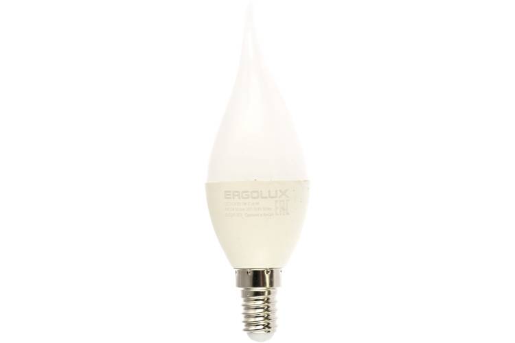 Электрическая светодиодная лампа Ergolux LED-CA35-7W-E14-4К Свеча на ветру 7Вт E14 4500K 172-265В 12875