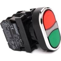 Нажимная сдвоенная кнопка Emas красно-зелёная, выступающая, 250 В AC, 4А B102K21KY