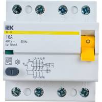 Выключатель дифференциального тока IEK 4п 16A 30mA тип AC ВД1-63 ИЭК MDV10-4-016-030