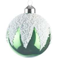 Стеклянный шар Karlsbach зеленый с белым бисером 8 см 6 шт. 09672