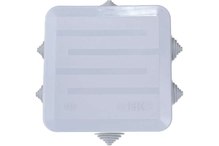 Коробка распаячная IEK 100x100x50, IP44, открытой проводки, КМ41255, 6 гермовводов, защелкивающаяся крышка UKOZ11-100-100-050-K41-44