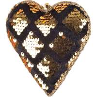 Сердце Karlsbach черно-золотое с паетками 12 см 6 шт. 11052