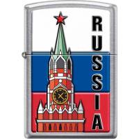 Зажигалка Zippo Московский кремль, с покрытием Street Chrome, 38x13x57 мм, 207 KREMLIN FLAG RUSSIA
