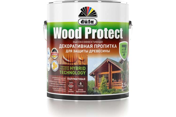 Пропитка для защиты древесины Dufa Wood Protect махагон 2,5 л МП000015764