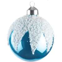 Стеклянный шар Karlsbach голубой с белым бисером 8 см 6 шт. 09674