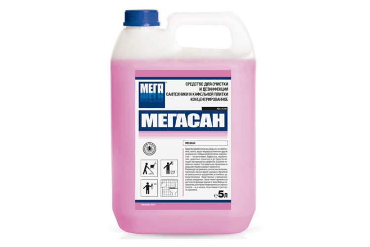 Концентрированное средство для очистки сантехники и кафельной плитки Мега МЕГАСАН 5 л К 310