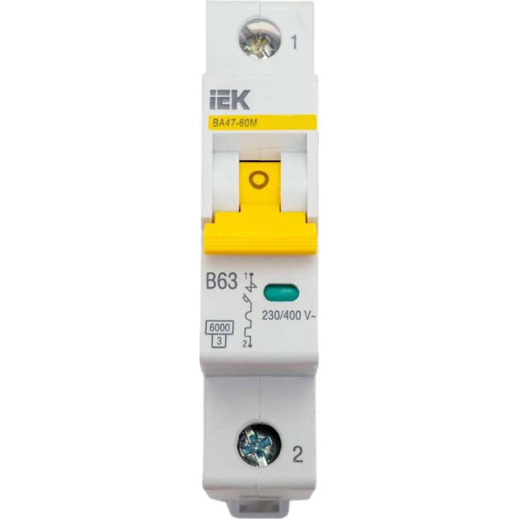Автоматический выключатель IEK ВА47-60M 1Р 63А 6кА B MVA31-1-063-B
