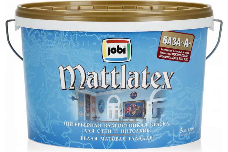 Краска интерьерная влагостойкая JOBI MATTLATEX 5 л 11819