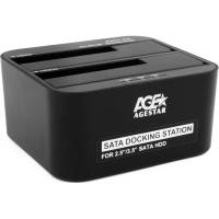 Докстанция AgeStar USB 3.0 2x2.5"/3.5" SATA HDD/SSD, пластик, черный, UASP, Clone, 3UBT6-6G (BLACK)