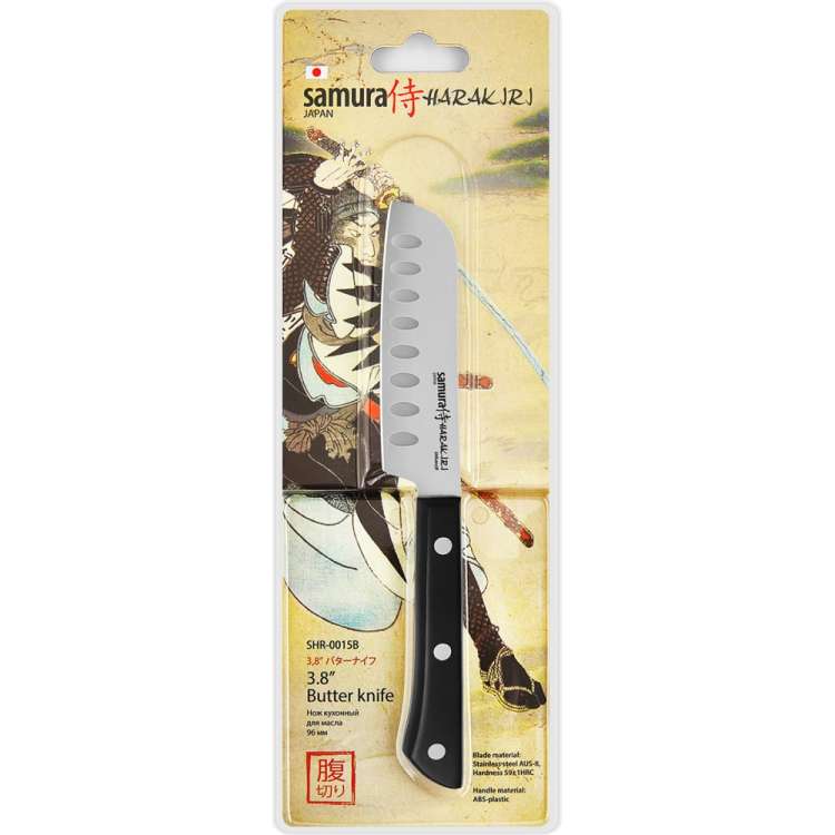 Кухонный нож для масла Samura "HARAKIRI" 96 мм, коррозионно-стойкая сталь, ABS пластик SHR-0015B/K