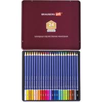 Художественные акварельные цветные карандаши BRAUBERG ART PREMIERE, 24 цвета, грифель 4 мм металл 181534