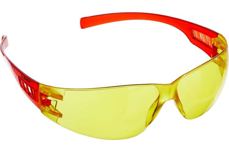 Защитные очки открытого типа ЗУБР желтые, пластиковые дужки 110326_z01